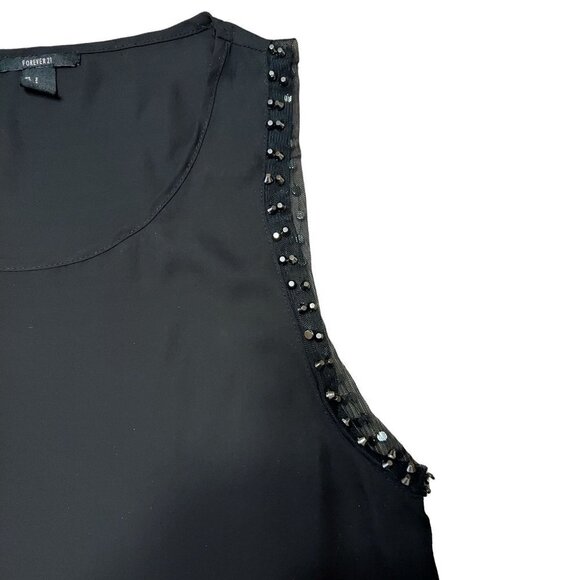 Forever 21 Women's Black Sheer Studded Tank Top - Picture 5 of 9